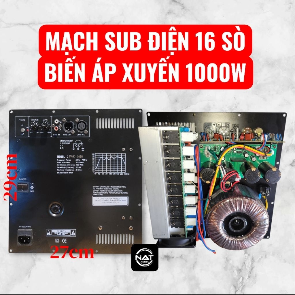 Bo mạch Sub điện 16 sò biến áp xuyến cực khỏe ,  4 tụ lọc 10000Uf