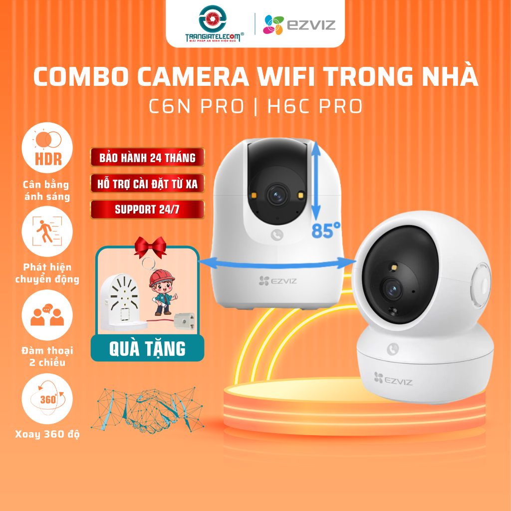 Camera Wifi Trong Nhà EZVIZ C6N pro 2K | C6N G1 3K | C6N G1 4K siêu nét, Xoay 360 độ - TRANGIATELECO