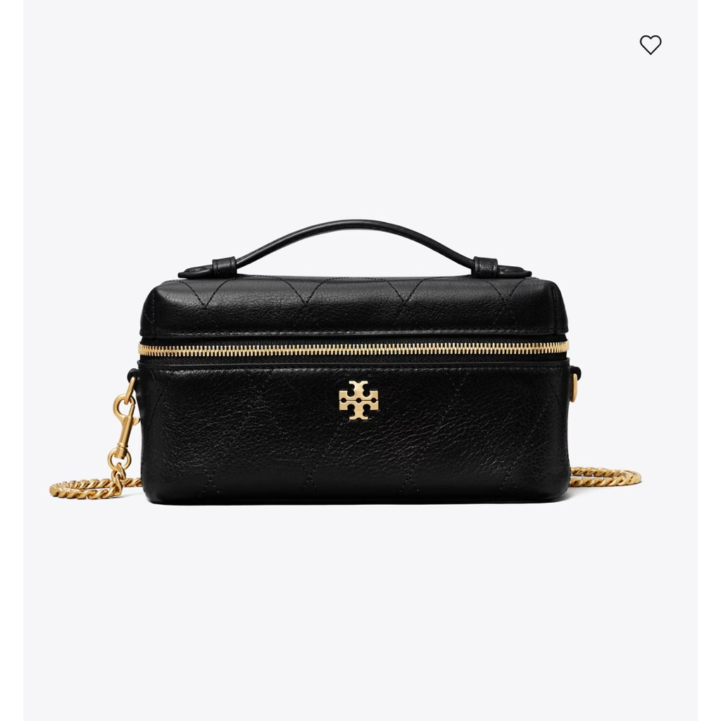 TORY BURCH – Charlie Quilted East-West Vanity Case (Black)