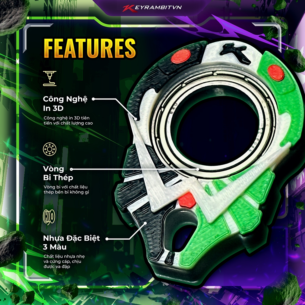 [KAMEN RIDER] Keyrambit W (Double) - CycloneJoker - Keyrambitvn - Móc Khoá Xả Stress