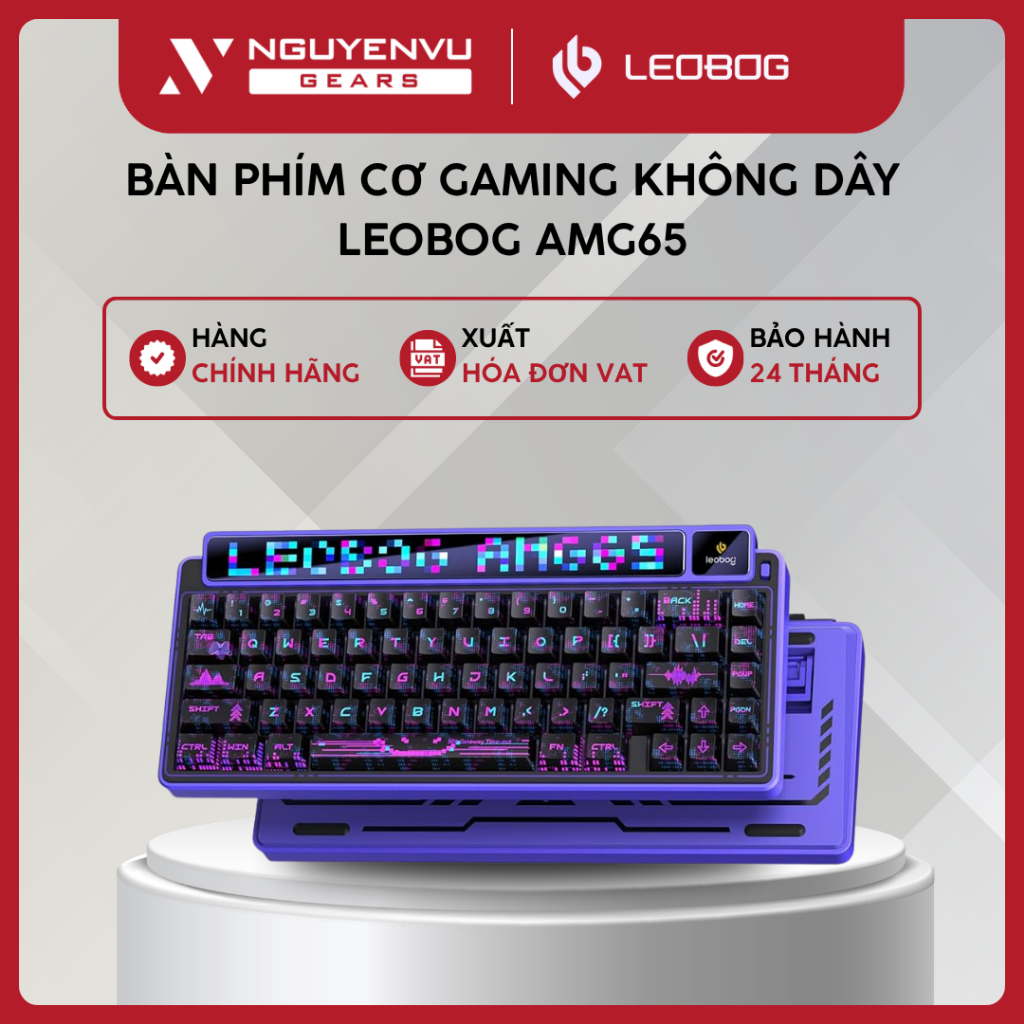 [Full VAT] Bàn phím cơ Gaming không dây LEOBOG AMG65 (65%/Gasket/Hotswap/8000mAh/RGB) - BH 24 THÁNG