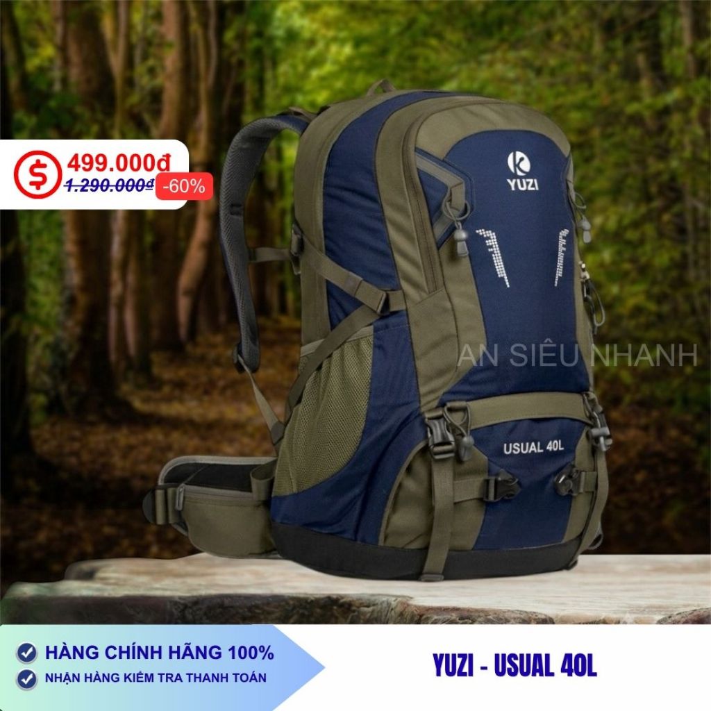 Balo leo núi 40 Lít trợ lực kháng nước YUZI- Usual 40L