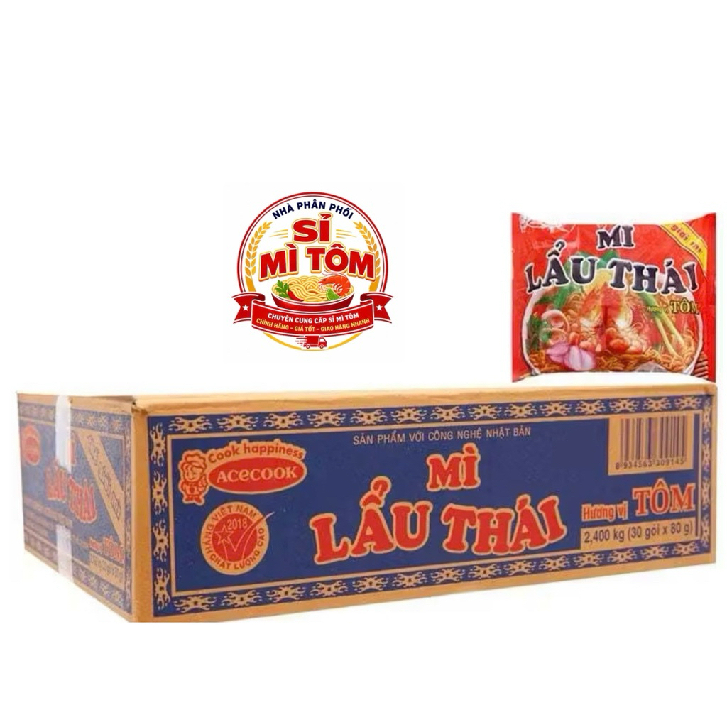 Mì Acecook Lẩu Thái Thùng 30 Gói 80Gr