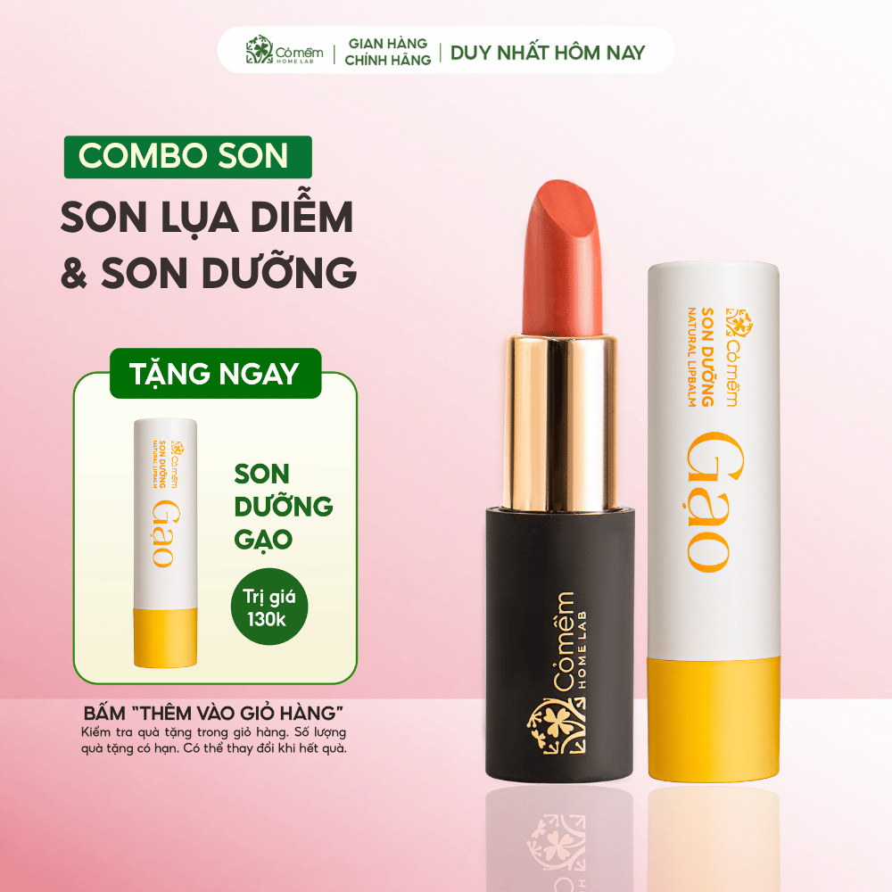Bộ Chăm Sóc Môi Xinh Gồm Son Lụa Và Son Dưỡng Cỏ Mềm