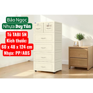 Tủ nhựa Duy Tân Tabi Vân gỗ trắng 5 tầng 6 ngăn (Giao Siêu Tốc)