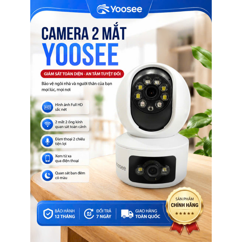 Camera 2 mắt Yoosee U19T , Camera quan sát dễ lắp đặt, có kèm thẻ nhớ 32g chính hãng