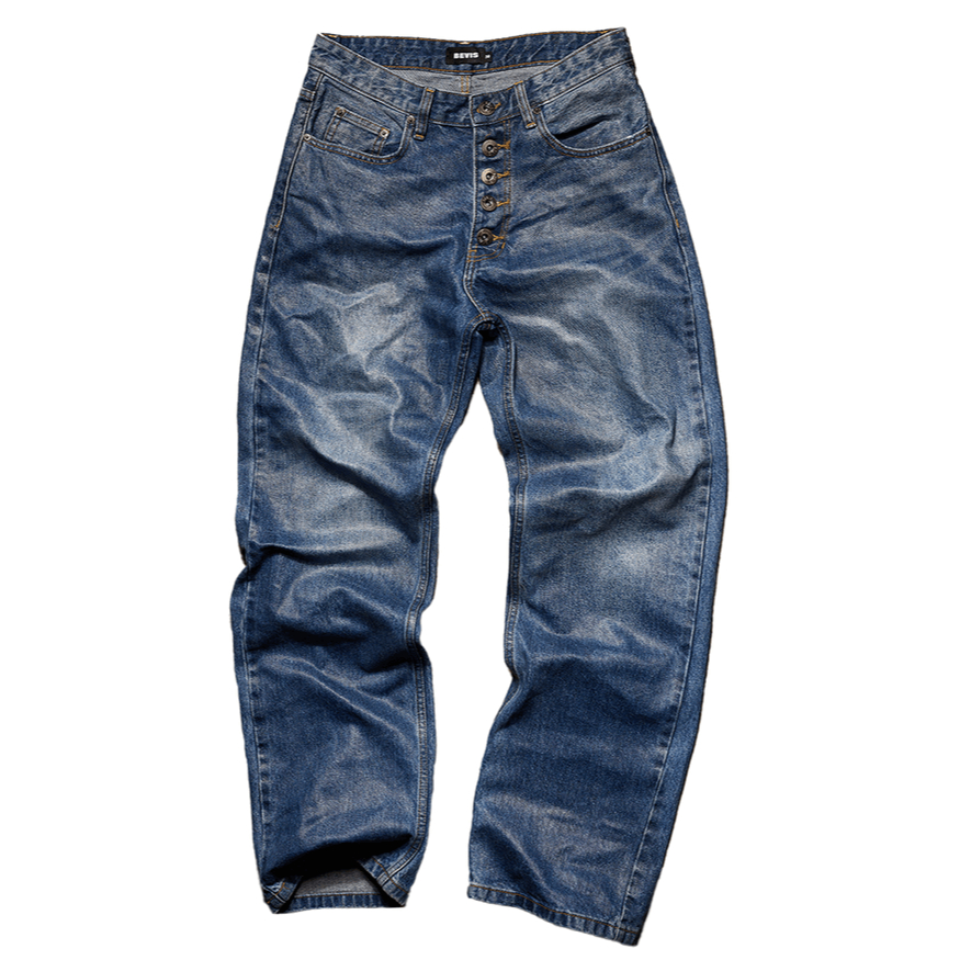 BEVIS COATED BLUE JEANS - QUẦN JEANS WASH BEVIS XANH TRÁNG PHỦ