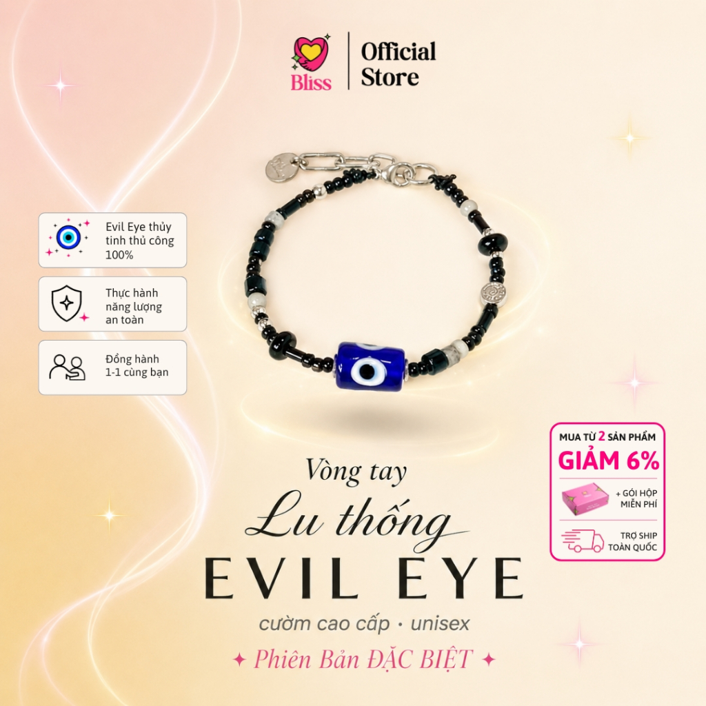 [Độc quyền - BST BẬT AURA] Vòng tay Lu thống Evil eye cườm cao cấp unisex Phiên Bản ĐẶC BIỆT Bliss A