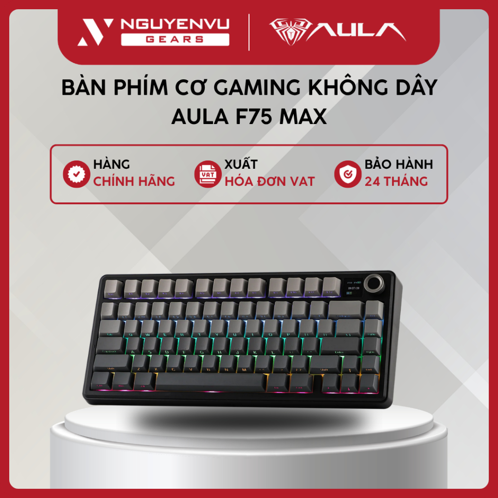 [Full VAT] Bàn phím cơ Gaming không dây AULA F75 MAX (75%/Gasket/Hot-swap/4000mAh/RGB) - BH 24 THÁNG