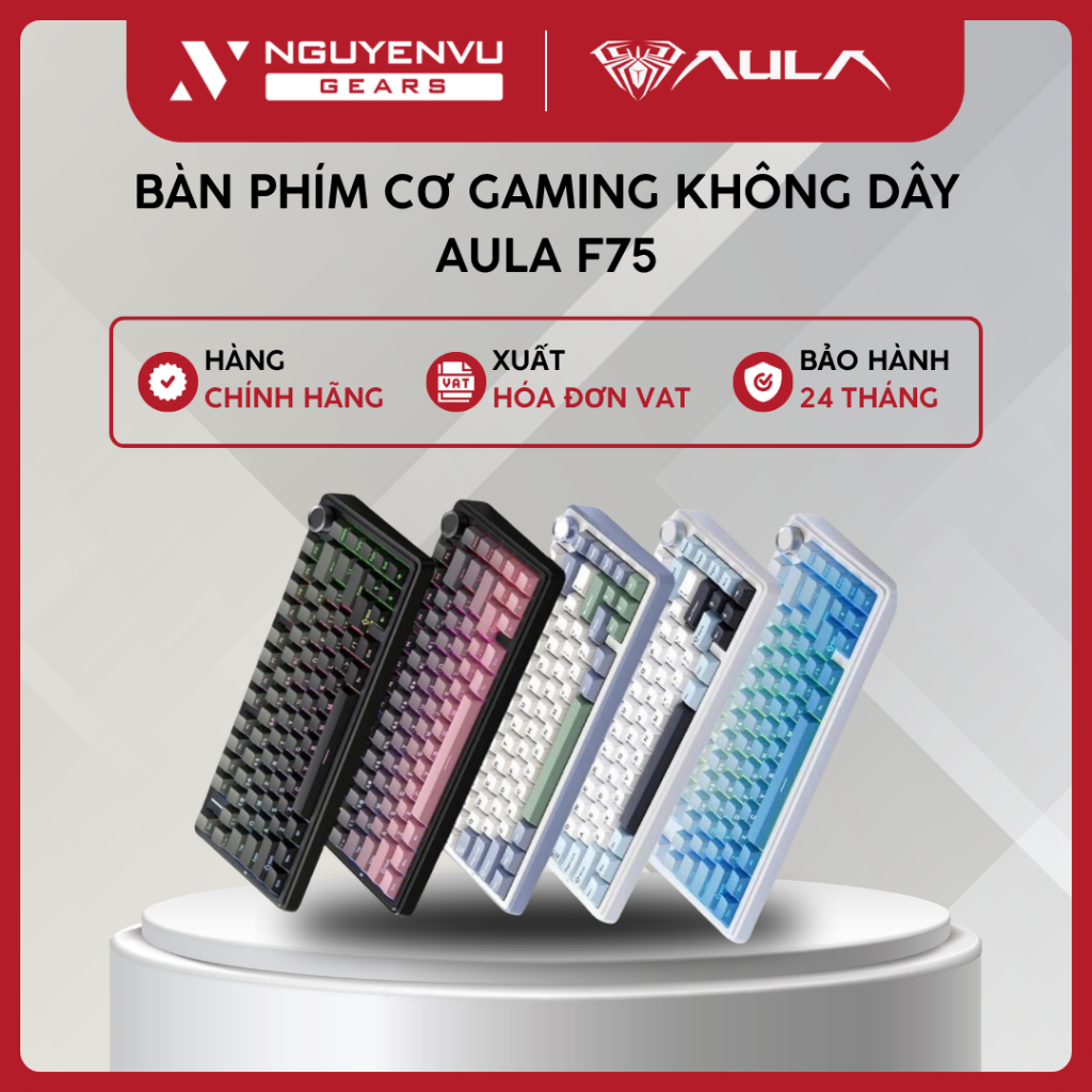 [Full VAT] Bàn phím cơ Gaming không dây AULA F75 (75%/Gasket/Hotswap/4000mAh/RGB) - BH 24 THÁNG