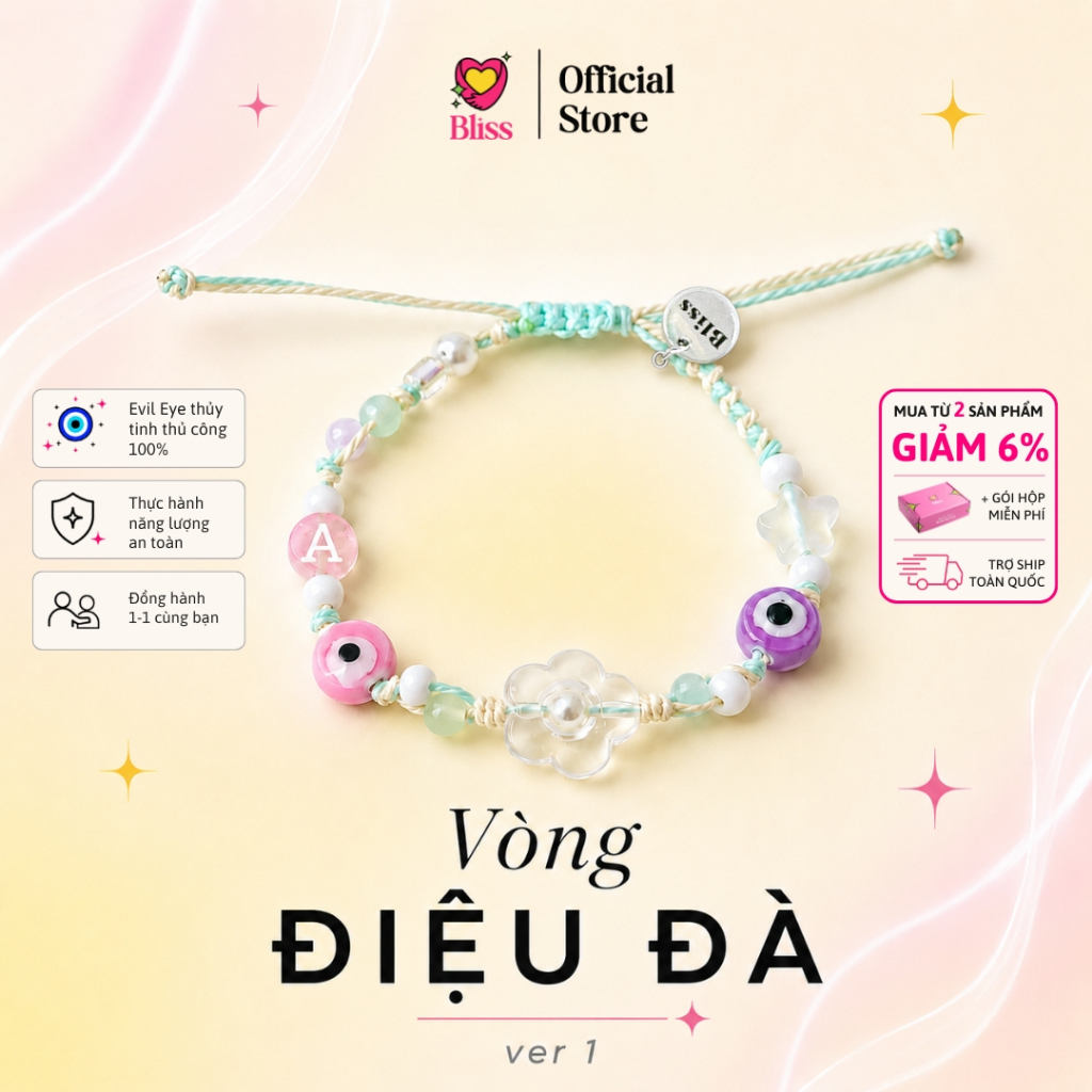 [VÒNG TAY] "Điệu Đà" mix 2  Evil Eye gốm Bliss Accessories - Phụ Kiện handmade