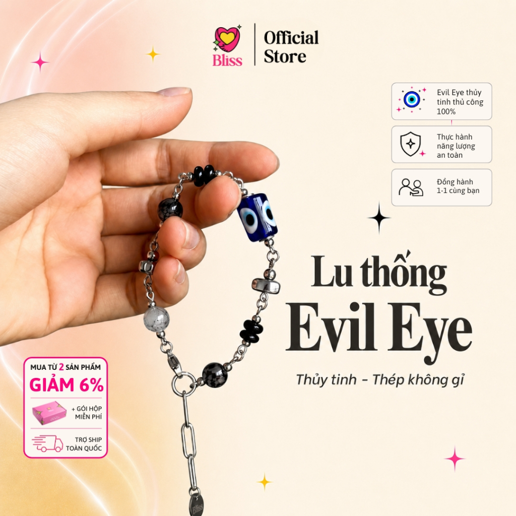 [Độc quyền - BST BẬT AURA] Vòng tay Lu thống Evil eye thép không gỉ Phiên Bản ĐẶC BIỆT Bliss Accesso