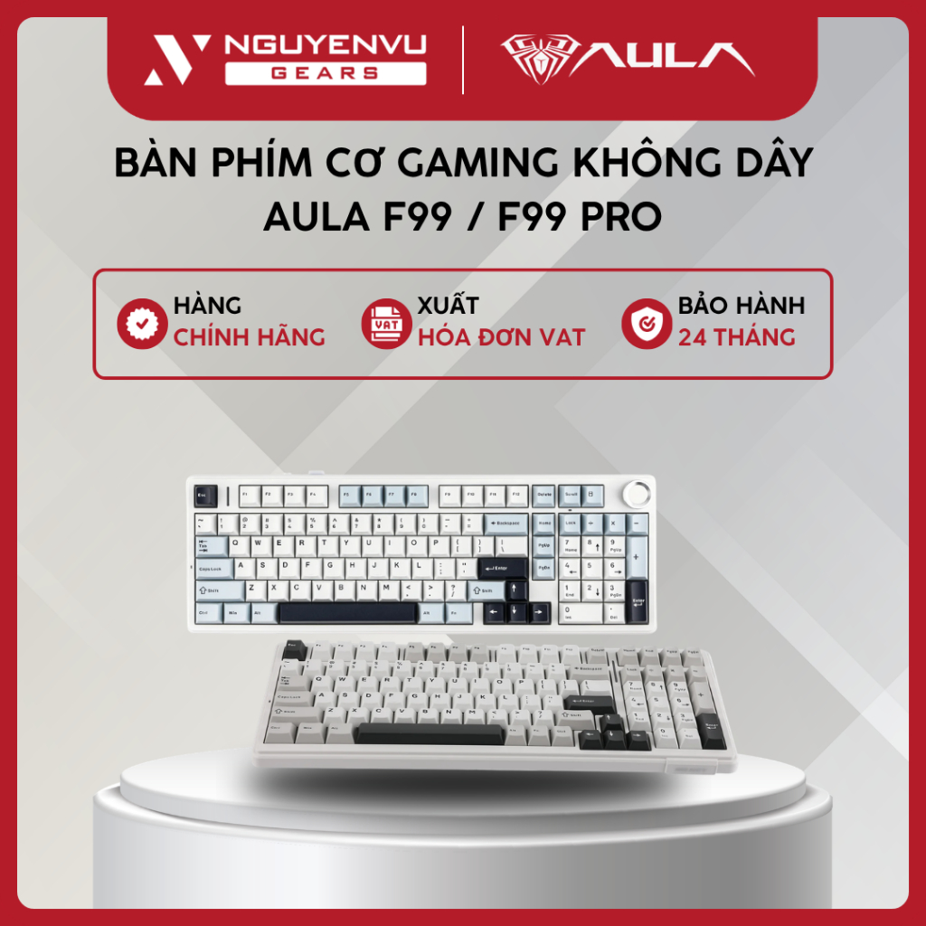 [Full VAT] Bàn phím cơ không dây AULA F99 / F99 PRO (99 phím/Gasket/Hotswap/RGB) - BH 24 THÁNG