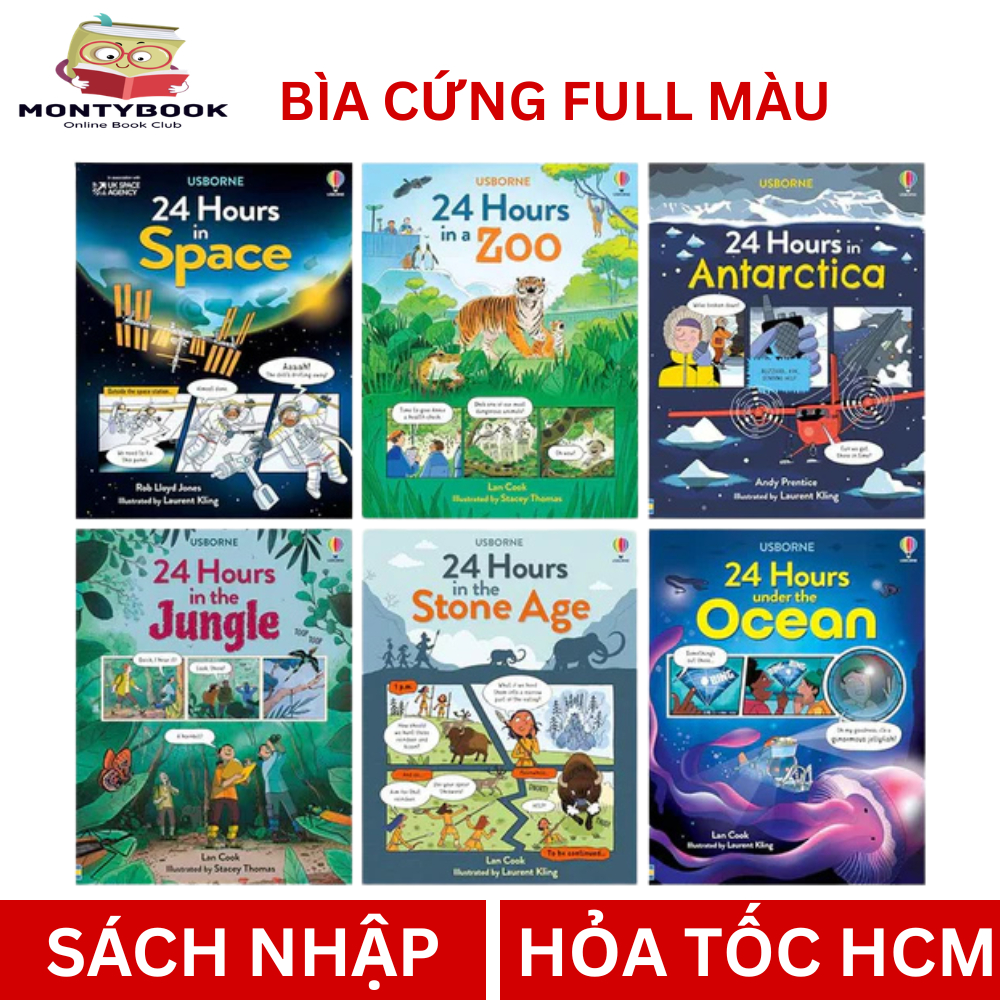 Sách - Usborne 24 hours nhập màu 6 quyển bìa cứng, full màu rất đẹp
