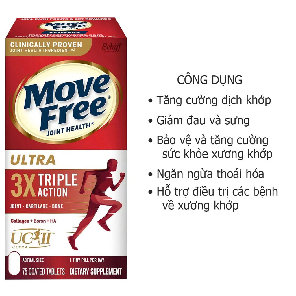 Viên Move Free Ultra 3X Triple Action 75 viên của Mỹ