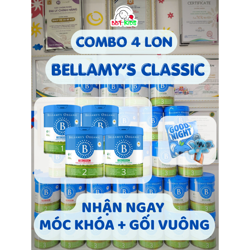 [COMBO 4 LON BELLAMY'S HMO - KÈM QUÀ] - Sữa hữu cơ Bellamy's Organic 8HMO Classic kèm quà
