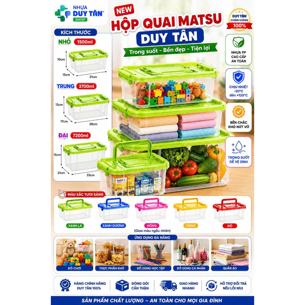 Hộp Quai Matsu Duy Tân 1500ml/ 3700ml/ 7200ml- Hộp (469-470-471) Nhựa Hiệp Thành