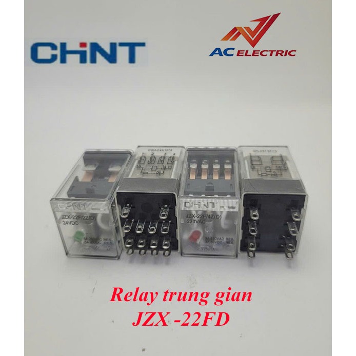 Relay Trung Gian JZX-22F(D) CHINT Chính Hãng | Loại 8 Chân & 14 Chân | 2NO+2NC / 4NO+4NC