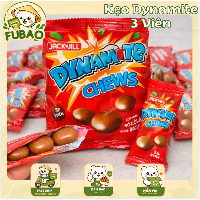 Kẹo Dynamite Chews - Kẹo 3 Viên Trái Cây Nhai Mềm Gói 112.5g - Ăn Vặt FUBAO