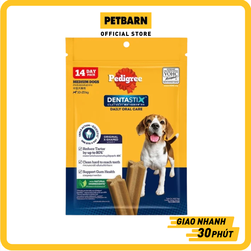 Xương gặm Dentastix Medium Dog Daily Oral Care 344g - Sạch răng thơm miệng 14stix (Size lớn vị Gà) P
