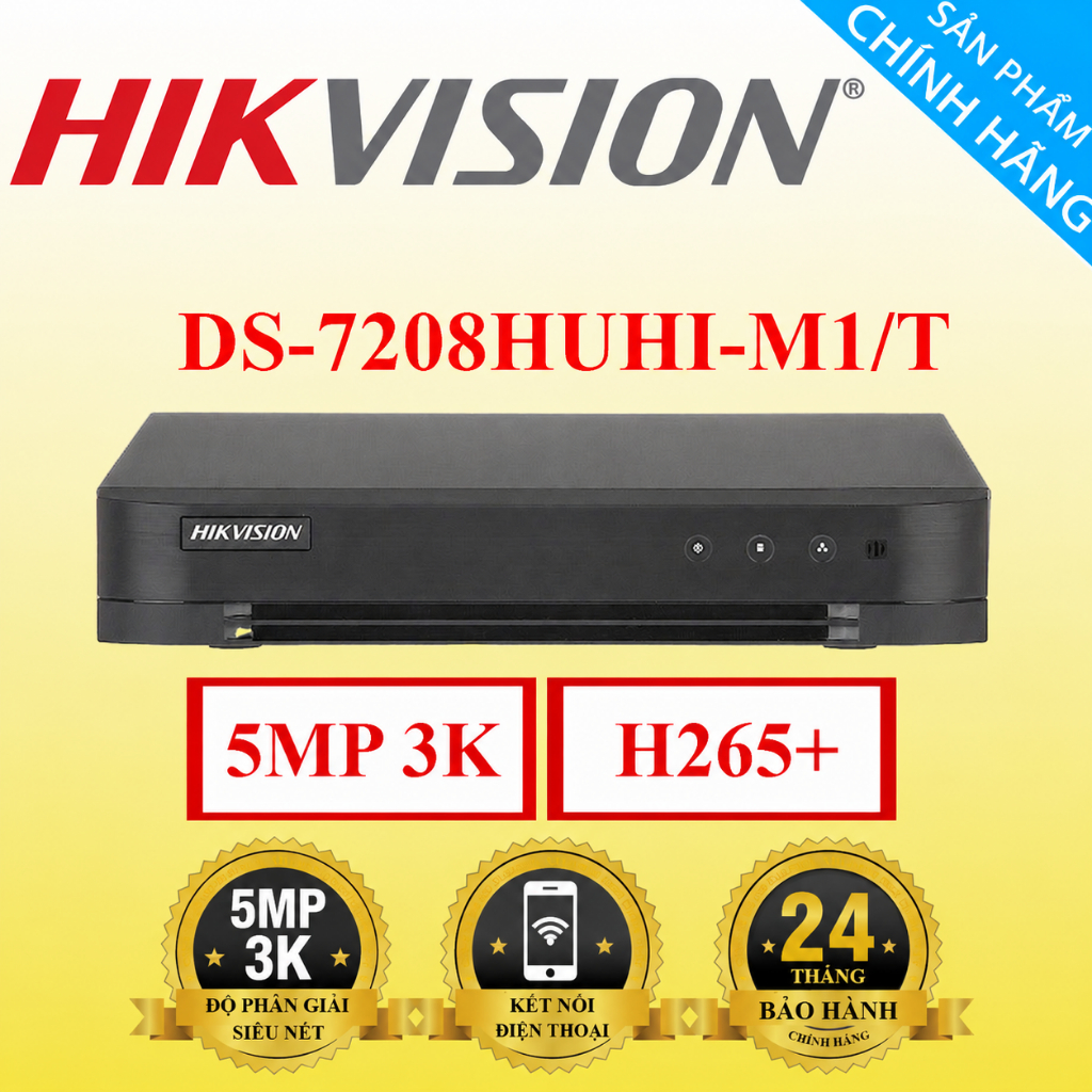 ĐẦU GHI CAMERA HIKVISION DS-7204/7208/7216HUHI-M1/T – 5MP 3K  Vỏ sắt | Tích hợp Mic | Hàng chính hãn