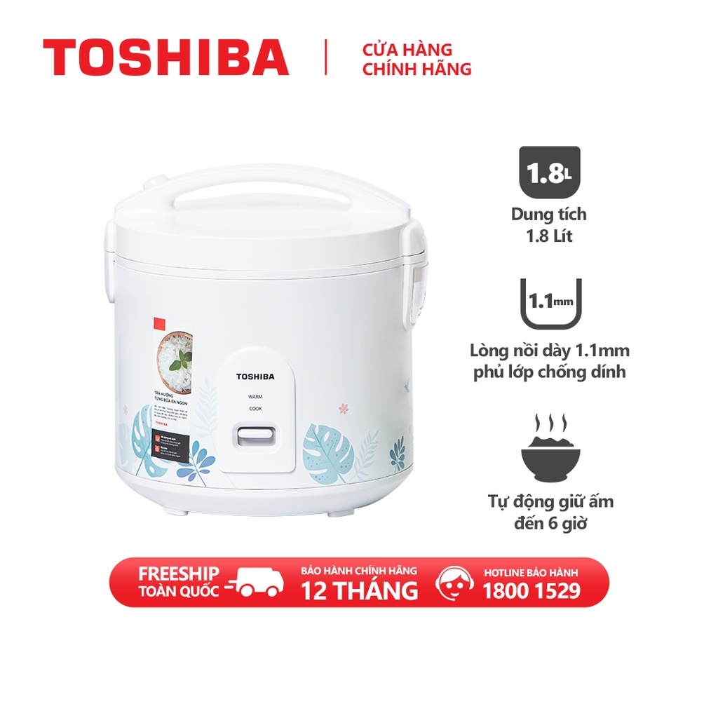 Nồi cơm nắp gài Toshiba 1.8 lít RC-18JH2PV(B) chính hãng mới 100% Bảo hành 12 tháng