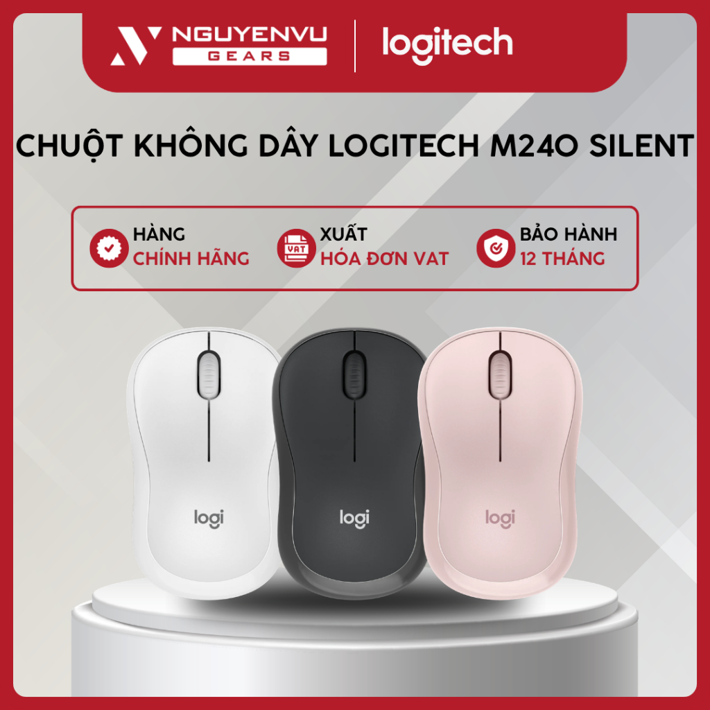 [Full VAT] Chuột không dây LOGITECH M240 Silent (Văn phòng/4000 DPI/Bluetooth) - BH 12 THÁNG