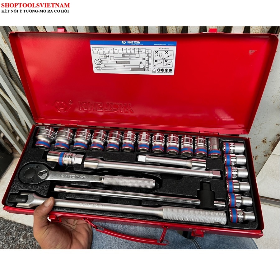 1/2 Bộ tuýp 24 chi tiết hệ mét Kingtony 4526MR01