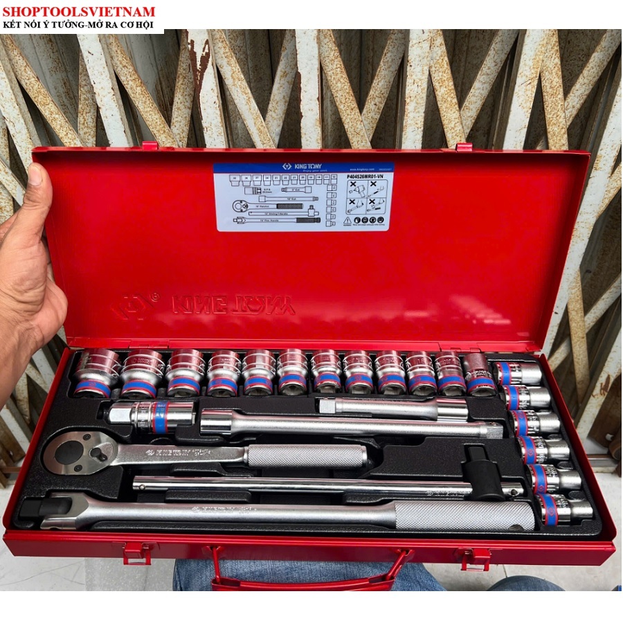 1/2" Bộ tuýp lục giác 24 chi tiết hệ mét 10-32mm Kingtony 4526MR01 (P404526MR01)