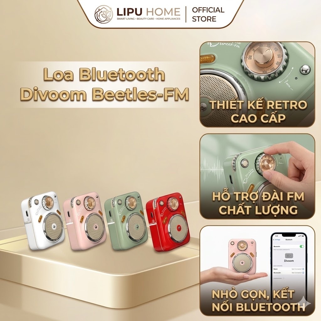 Loa Bluetooth Divoom Beetles-FM - Chính hãng Bảo hành 12 tháng Mới