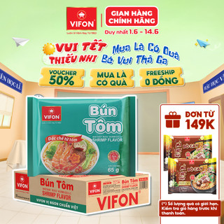 Thùng 30 gói bún tôm vifon 65g vị tôm đậm đà sợi bún gạo tinh khiết