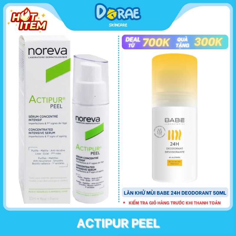 NOREVA I Serum Noreva Actipur Peel Concentrated kiềm dầu, cấp ẩm, giảm mụn, trẻ hóa da