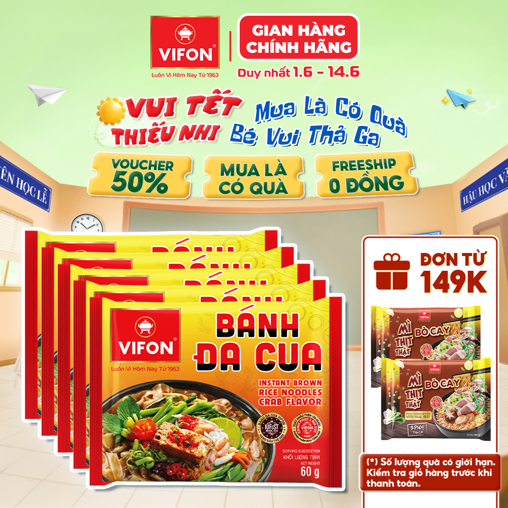[VOUCHER HOT 10%] Set 5 Gói Bánh Đa Cua/Bánh Đa Tôm/Bún Riêu Cua VIFON