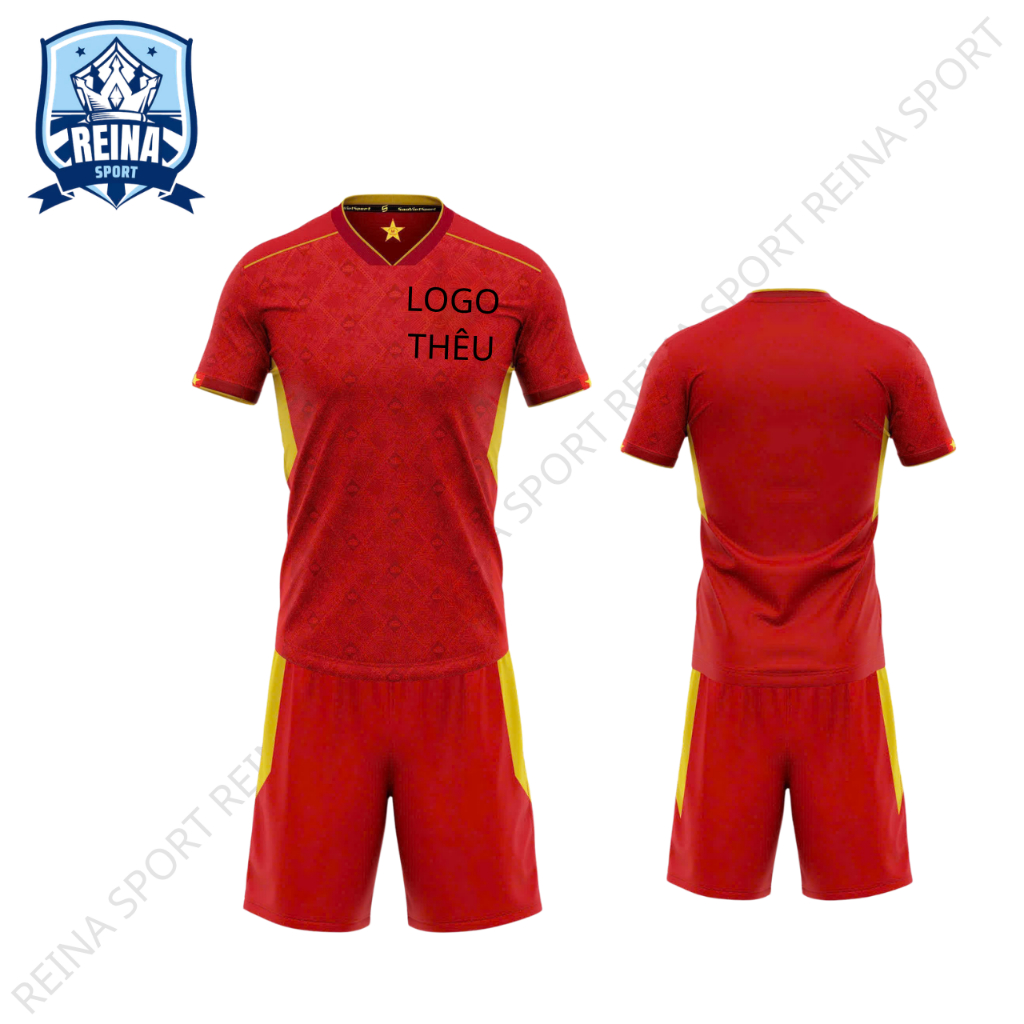Quần Áo Bóng Đá - ĐT Việt@ Nam@ đỏ - Vải mè SV- In Tên Số Theo Yêu Cầu REINA SPORT