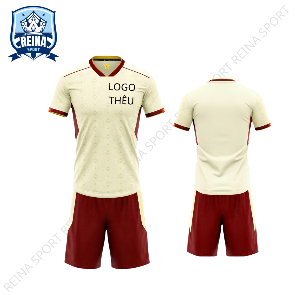 Quần Áo Bóng Đá - ĐT Việt@ Nam@ kem - Vải mè SV- In Tên Số Theo Yêu Cầu REINA SPORT