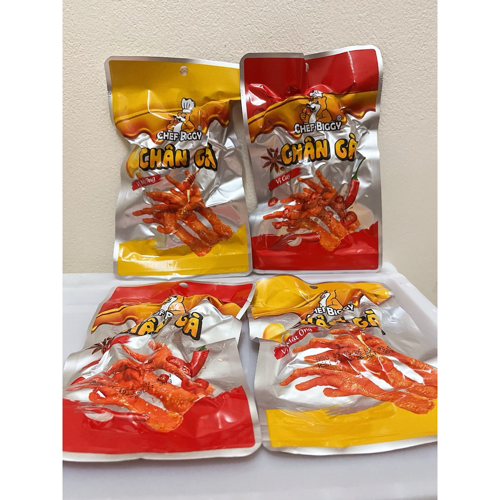 1 thùng 50 gói chân gà X3 gói 3 chân 90g, chân gà Chefbiggy vị mật ong, vị cay
