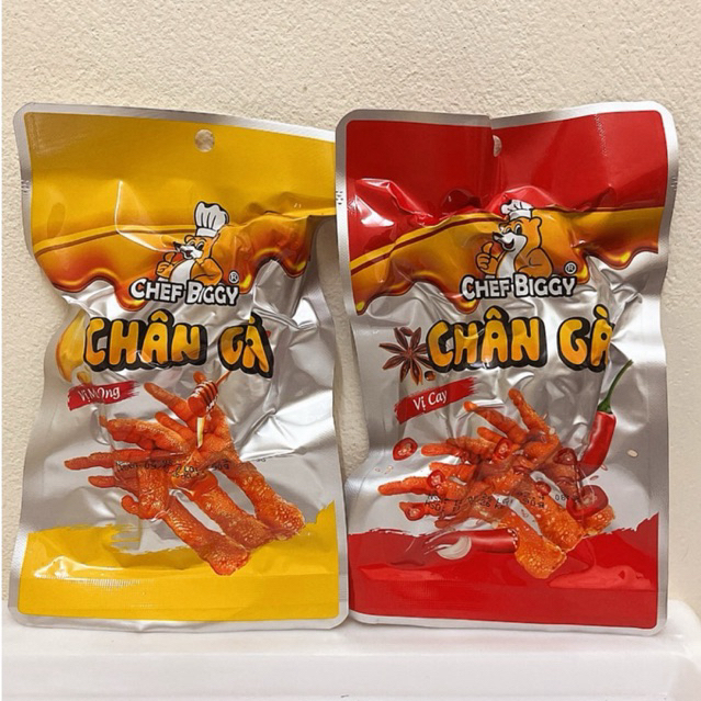 chân gà X3 gói 3 chân, Combo 5 gói chân gà Chef biggy gói 90g vị mật ong, vị cay
