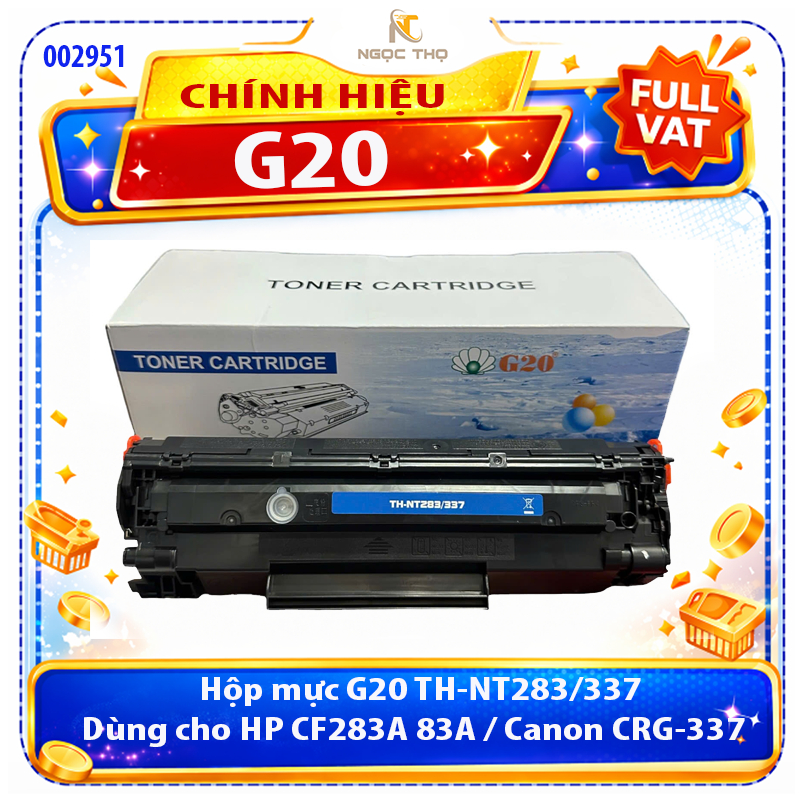Hộp mực G20 TH-NT283/337 – Dùng cho HP CF283A 83A / Canon CRG-337, có lỗ đổ mực, Full VAT