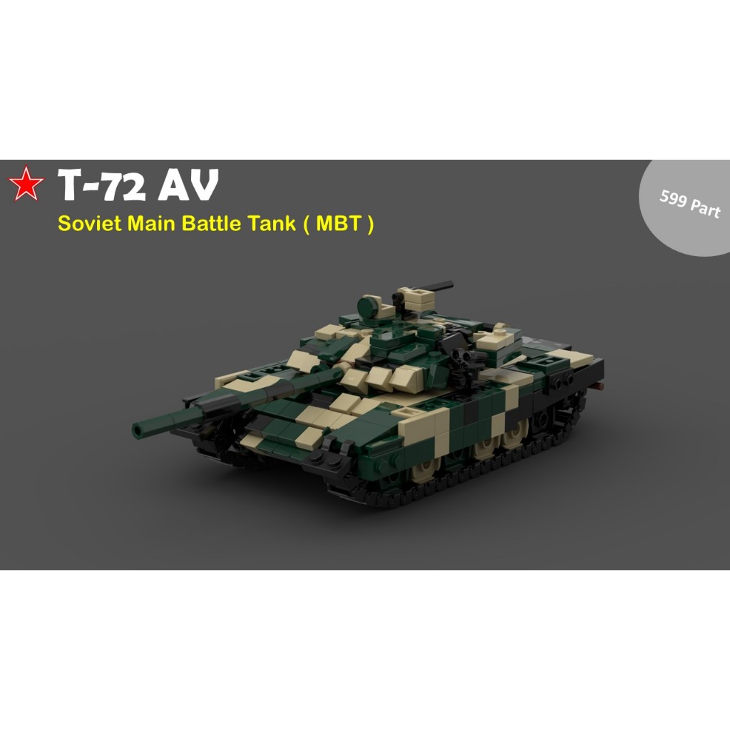 Đồ chơi lắp ráp MOC xe tăng T-72 AV  , đồ chơi mô hình lắp ráp t72 av có tem dán