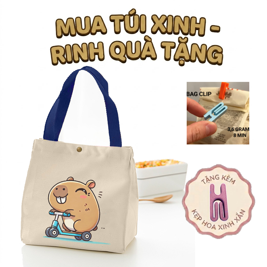 Túi Vải Tote Nhỏ Đựng Hộp Cơm XinhStore Vuông