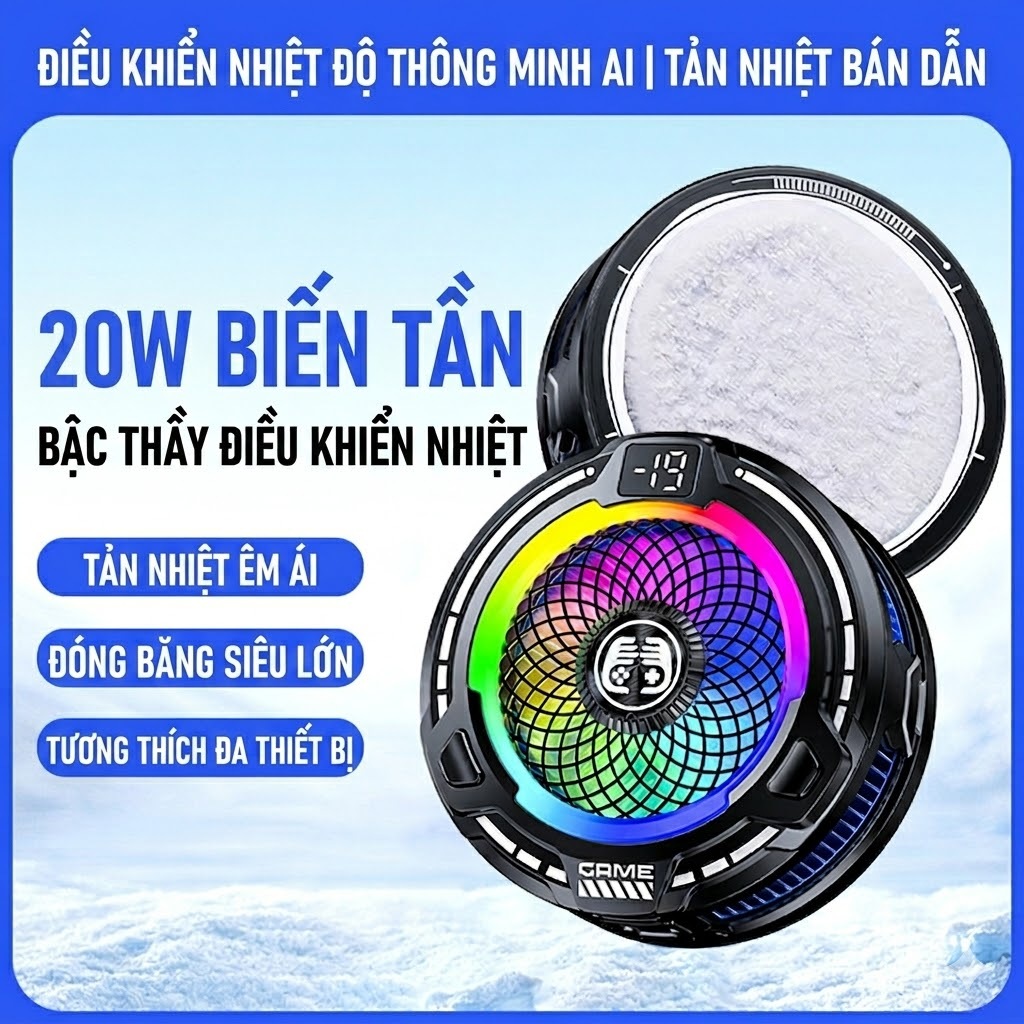 Quạt Tản Nhiệt Sò Lạnh AI Inverter FS18 20W, Sò Lạnh Tản Nhiệt Giá Rẻ Cho Điện Thoại