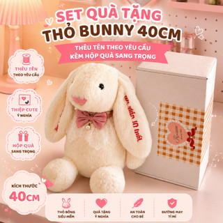 Set Quà Tặng Thỏ Bunny 40cm Thêu Tên Theo Yêu Cầu – Gấu Bông Cao Cấp Kèm Thiệp & Hộp Quà Sang Trọng