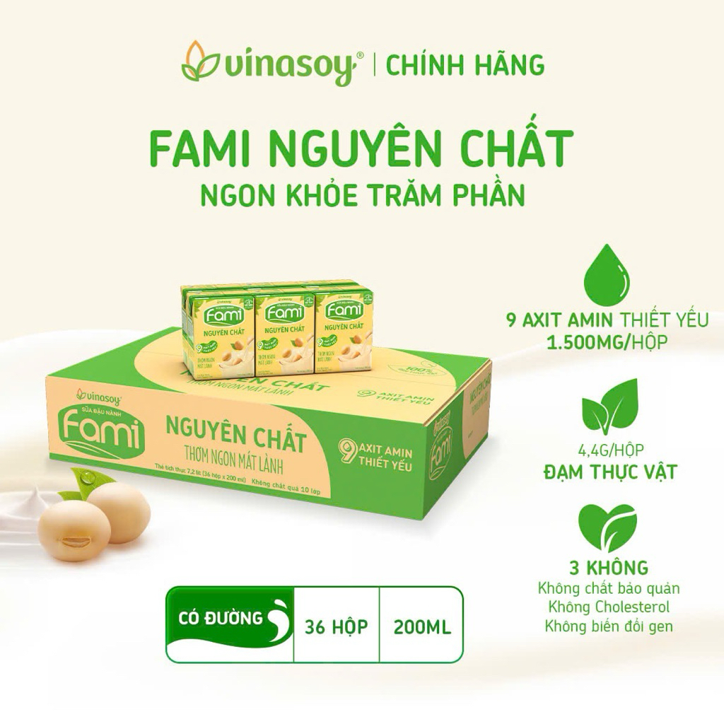Fami nguyên chất có đường/ít đường và fami canxi ít đường và có đường
