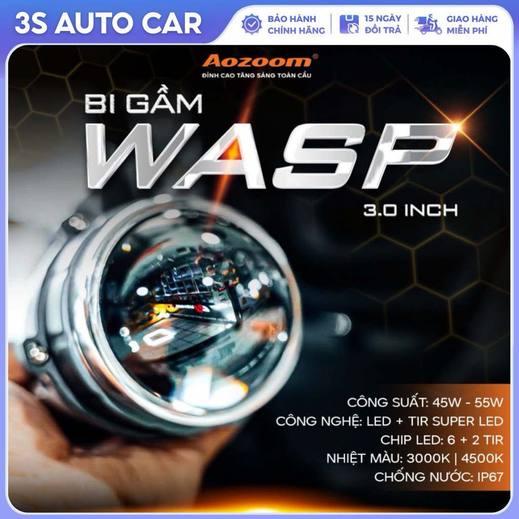 [New 2026] Bi gầm AOZOOM WASP 3.0 inch chính hãng, nhiệt màu 4500k(giá 1 cặp)