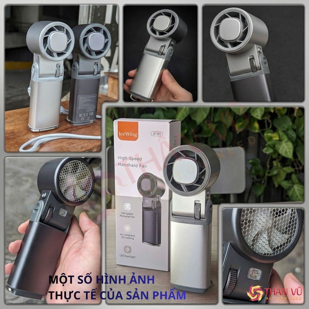 Quạt Cầm Tay Mini Thần Vũ JF181 Động Cơ Tăng Áp Pin 6000, Có Sò Tuyết Lạnh 16°C Vỏ Nhôm Cao Cấp | BigBuy360 - bigbuy360.vn