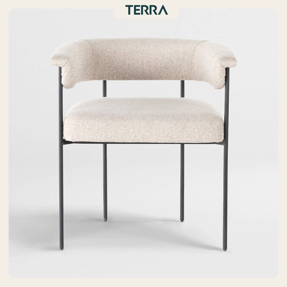 Ghế Ăn Sutter Beige Nội Thất Terra - Ghế Bọc Vải Bouclé Cao Cấp, Chân Sắt Hiện Đại, Thiết Kế Độc Đáo