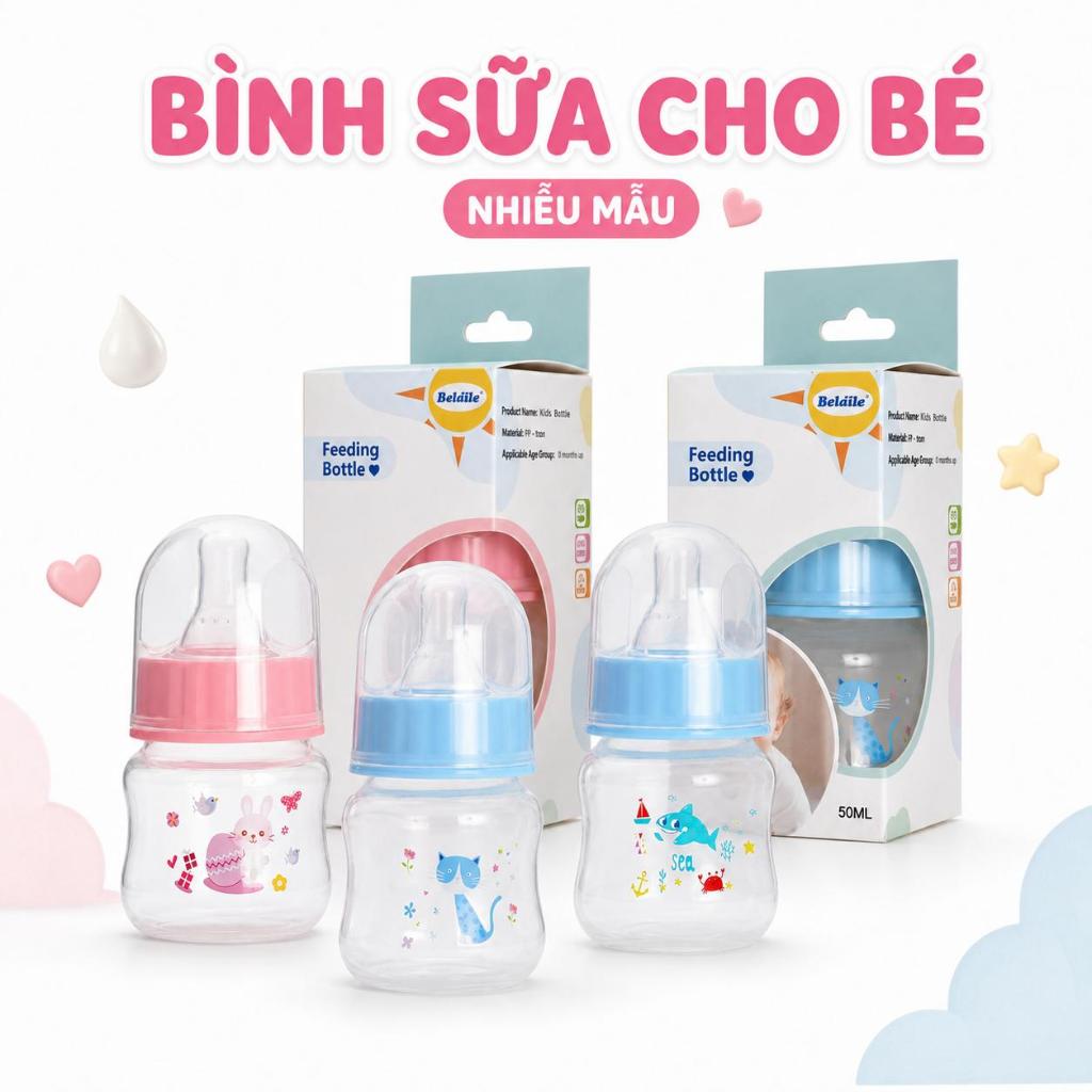 Bình uống sữa Bubu 60ml núm mềm cho bé sơ sinh