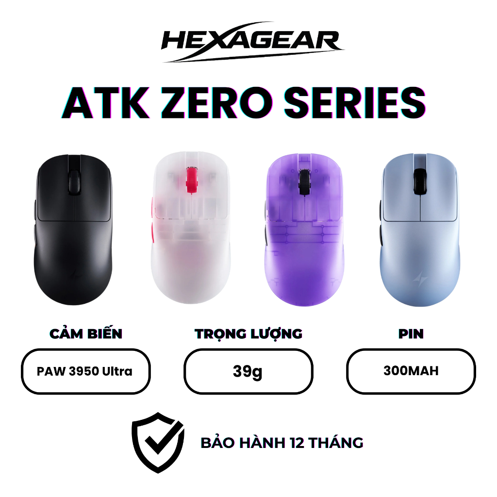 [GIAO NGAY]  Chuột Gaming Không Dây ATK Blazing Sky ZERO | ZERO Extreme | PAW 3950Ultra - NEWSEAL