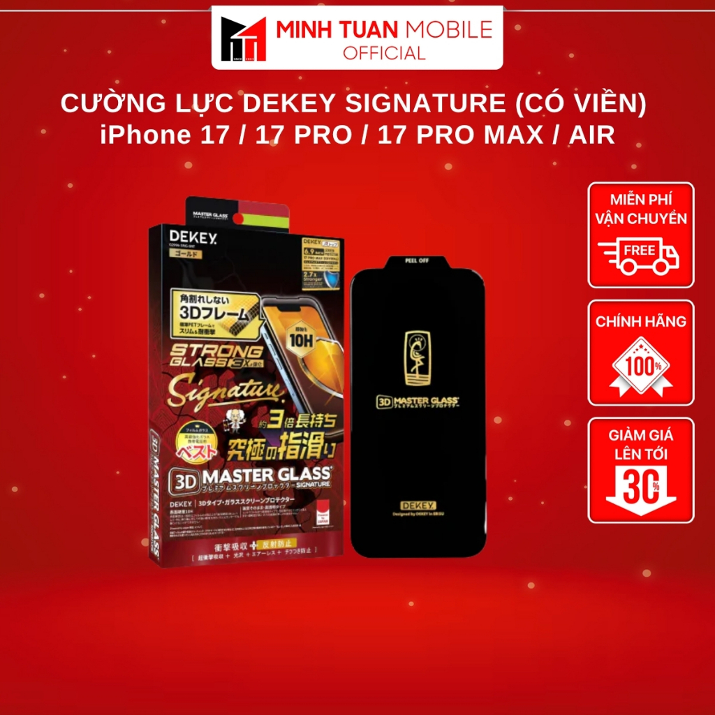 Cường Lực DEKEY Signature (có viền) iPhone 17 / 17 Pro / 17 Pro Max / Air