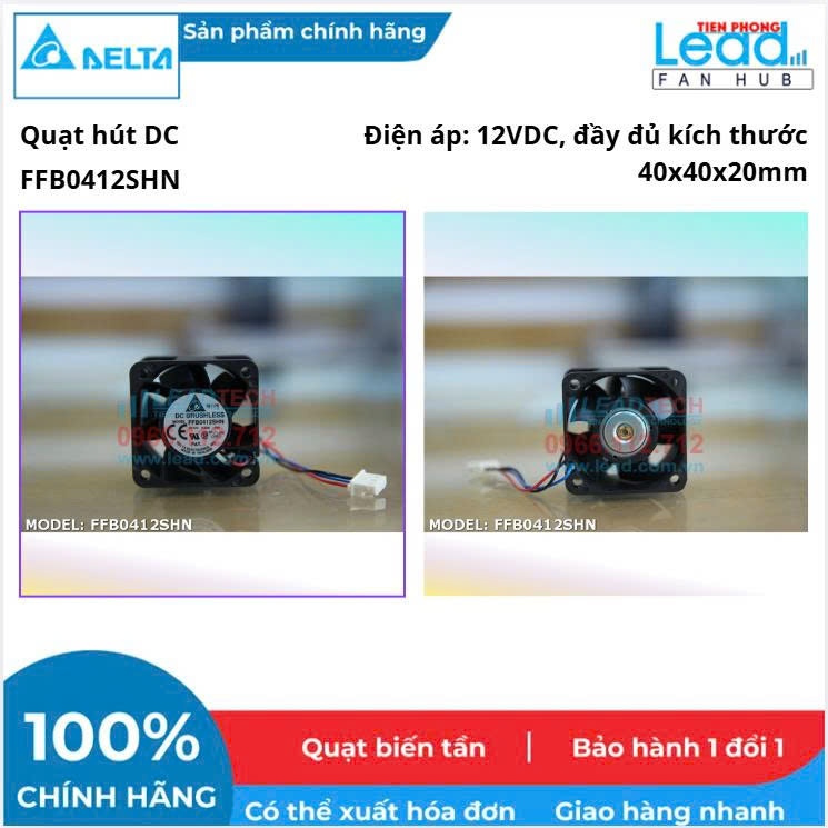Quạt tản nhiệt, Quạt hút DELTA FFB0412SHN, 12VDC, 40x40x28mm,dùng cho làm mát tủ điện, biến tần,...